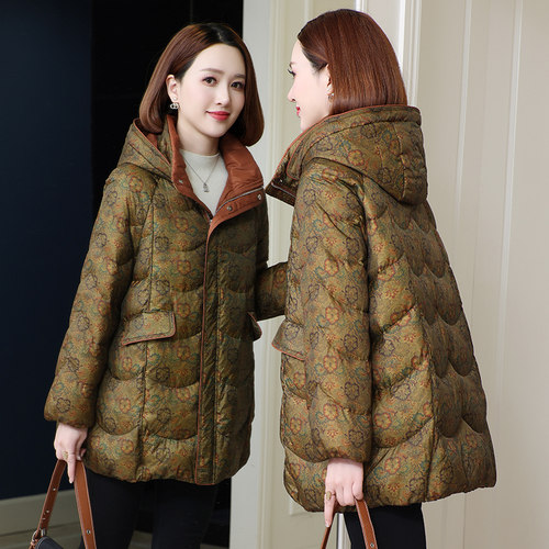 肯梵高端鹅绒连帽大码羽绒服