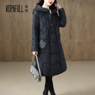 新中式妈妈装加厚羽绒服女中长款
