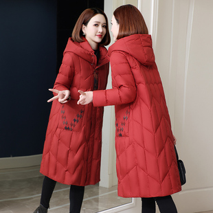 2024冬高端品牌妈妈装羽绒服女中长款大码宽松连帽加厚鹅绒外套潮