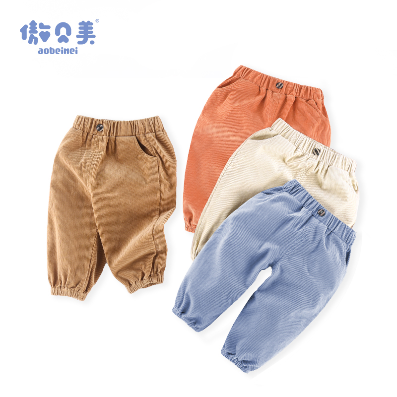 宝宝裤子秋冬款罩裤女童休闲裤男童灯芯绒潮裤儿童纯棉裤子长裤子