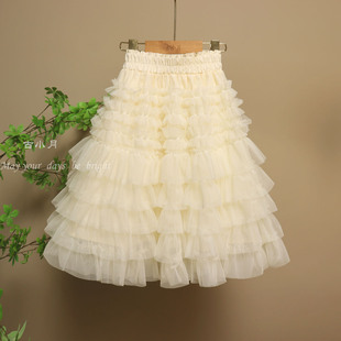 女童秋冬新款网纱蓬蓬加绒半身裙甜美显瘦中大童仙女洋气中长半裙