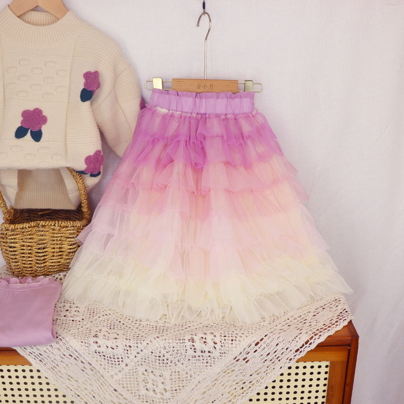 蛋糕裙半身裙网纱甜美加绒裙子