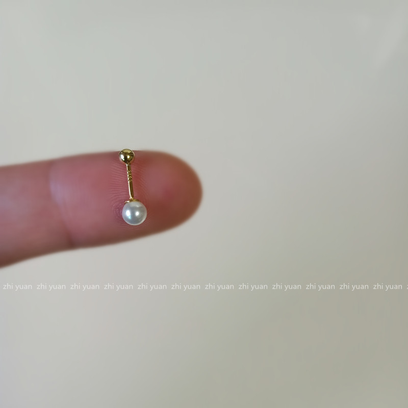 925纯银镀14k金耳钉螺丝防过敏