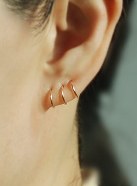 14K包金925银极简迷你小圆圈耳钉耳圈欧美简约气质耳环日常防过敏