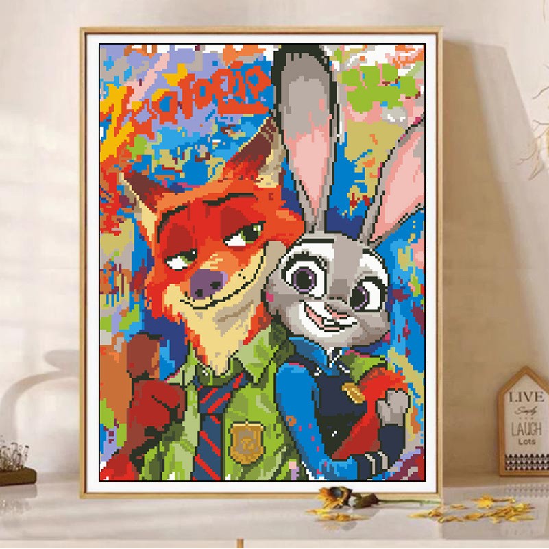 疯狂动物城十字绣2025新款线绣客厅简单小幅可爱卡通手工自己刺绣