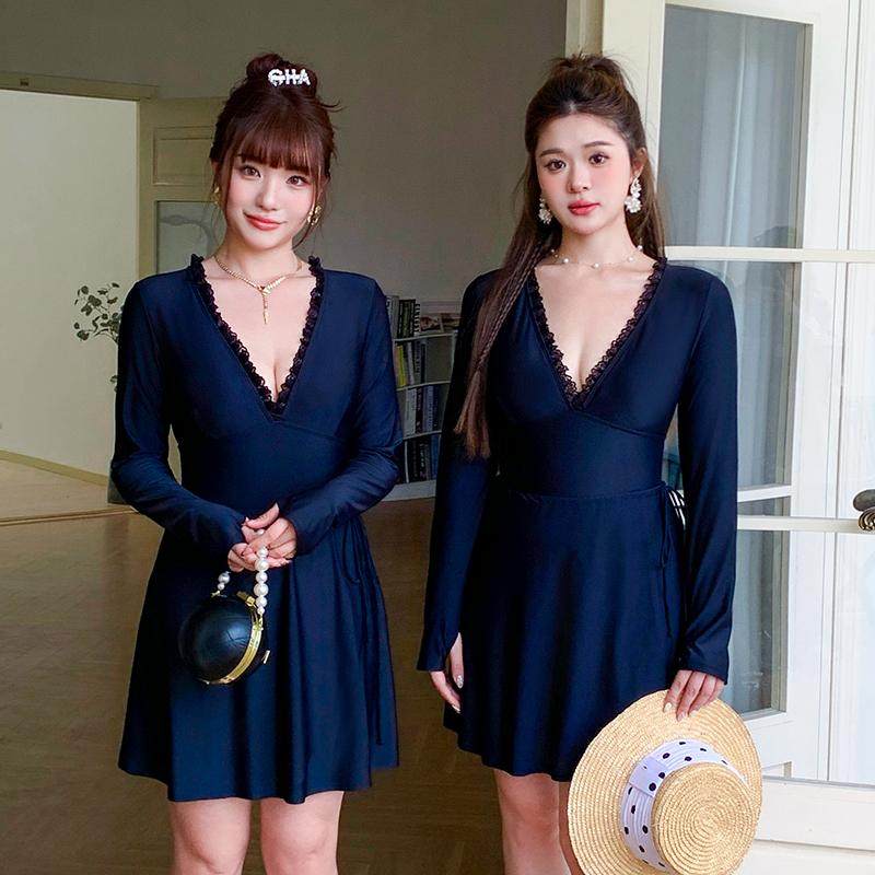 2025新款泳衣女性感连体裙式三角遮肉显瘦保守长袖两件套泡温泉,运动/瑜伽/健身/球迷用品,连体泳衣,淘宝优惠券,粉丝福利购,淘宝优惠卷