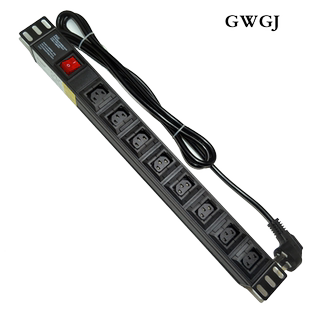 PDU机柜电源插座8位C13防脱落插口UPS外展IEC10A双断开关19英寸