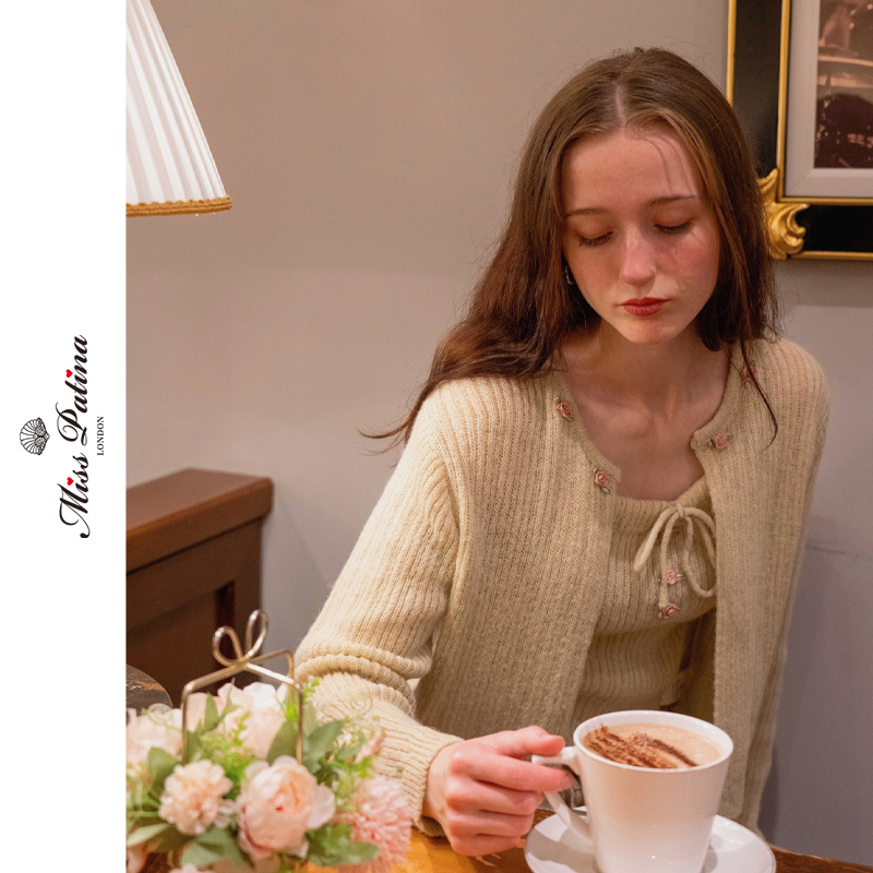 MP森系玫瑰短款针织开衫吊带