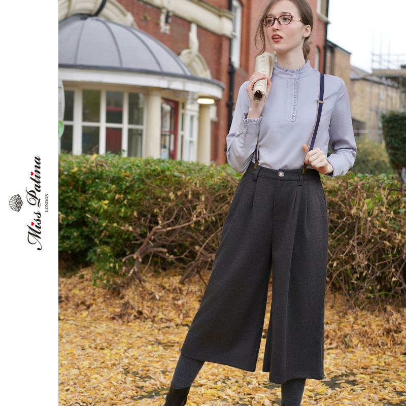 MPOL风简约阔腿八分裤背带款