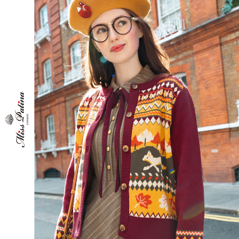 聪明小狐狸厚实针织毛衣开衫外套