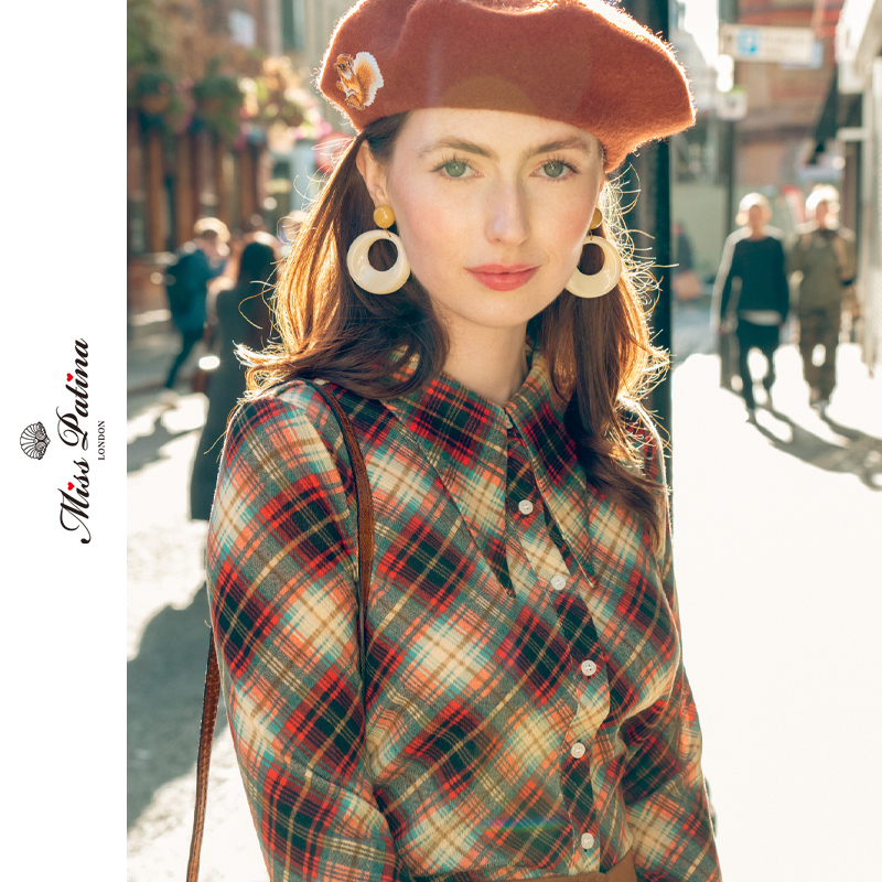 MP复古长袖聚酯纤维衬衫弹力