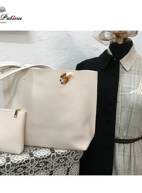 MP英伦复古原创设计 简约托特子母单肩大容量手提优雅白色包包