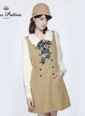 MP英伦复古原创设计 赵丽颖同款修身学院双排扣百搭背心裙