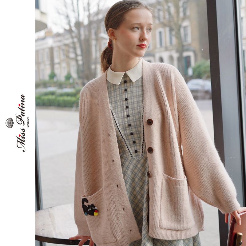 MP狮子猫V领针织毛衣开衫外套