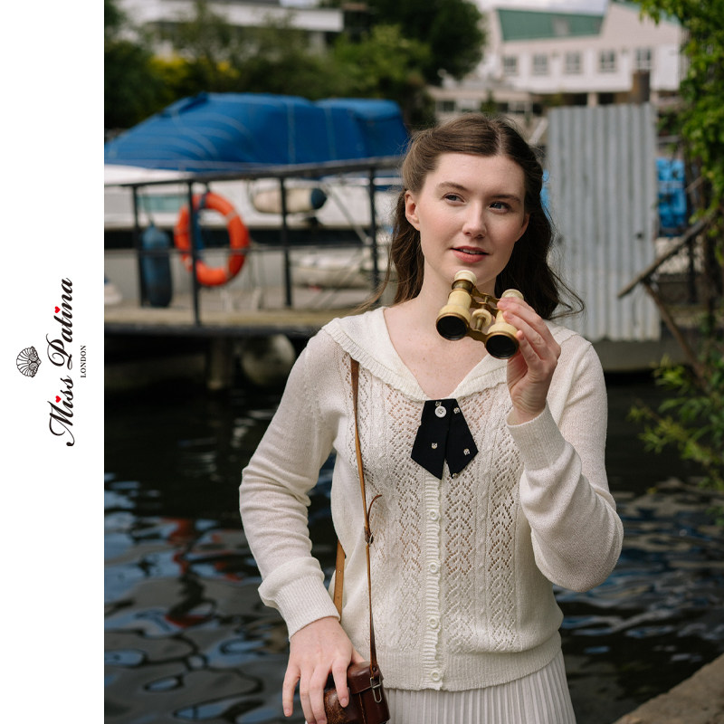 MP海军风镂空上衣针织衫