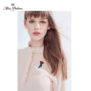 衬衫 MP英伦复古原创设计 纯色经典 玫瑰花刺绣优雅百搭OL长袖