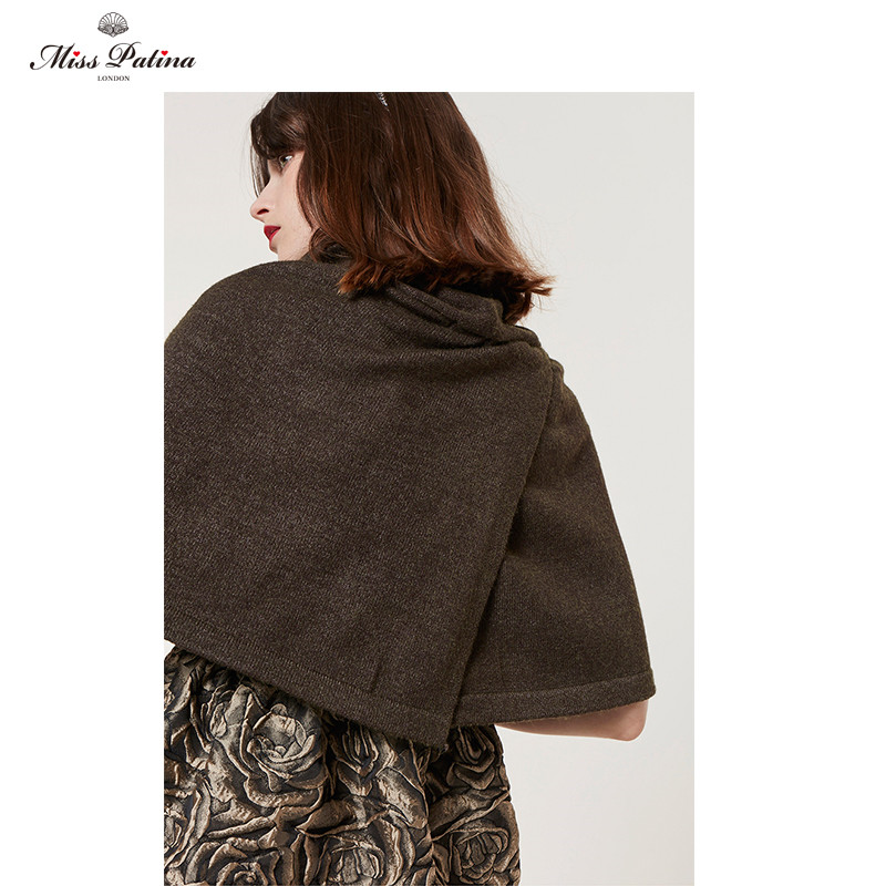 英伦复古抽象剪影毛织亲子装斗篷