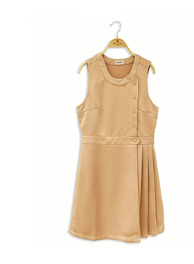 MP英伦复古原创设计 60年代摩登风简约轻奢香槟金显瘦背心裙冬季