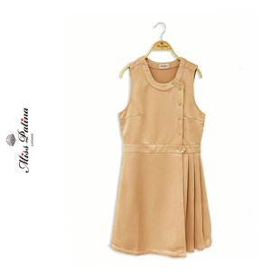 MP英伦复古原创设计 60年代摩登风简约轻奢香槟金显瘦背心裙冬季