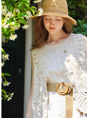 MP英伦复古波西米亚风棉线镂空针织背心叠穿百搭