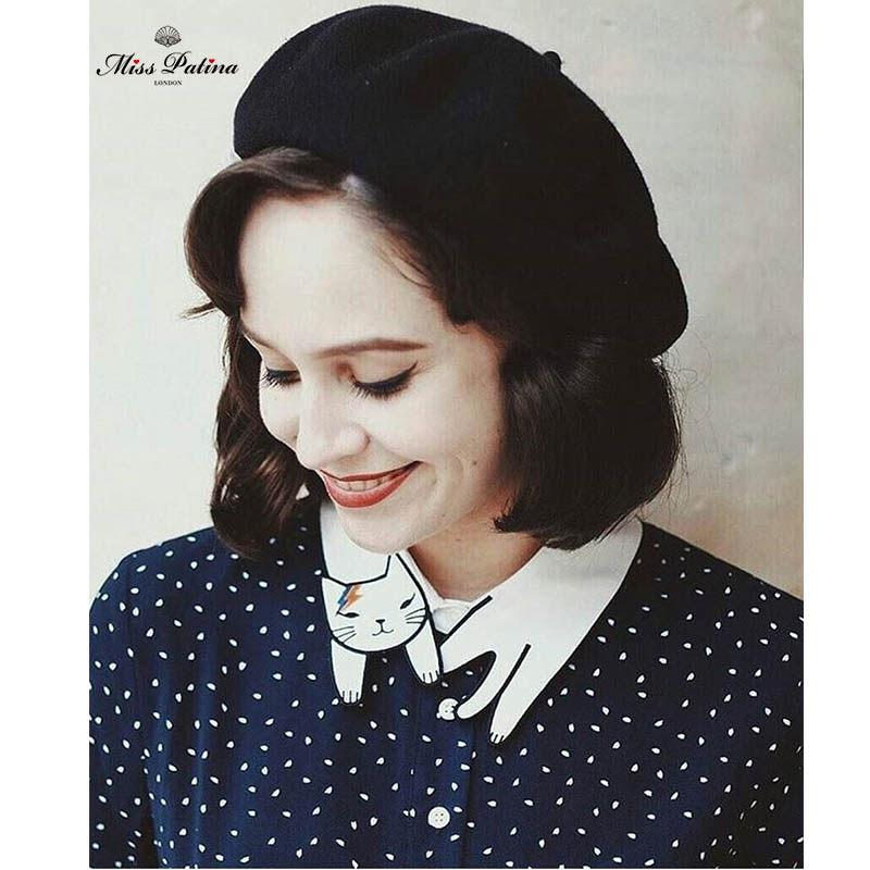 MissPatina原创大卫鲍伊David Bowie闪电猫系列刺绣领长袖连衣裙