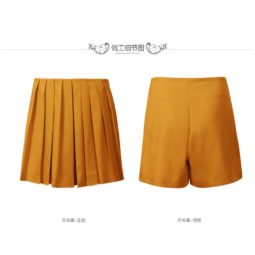 英伦复古风褶皱瘦高短裤