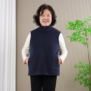 小个子妈妈摇粒绒马甲外套女中老年人秋冬常规款保暖背心老人坎肩