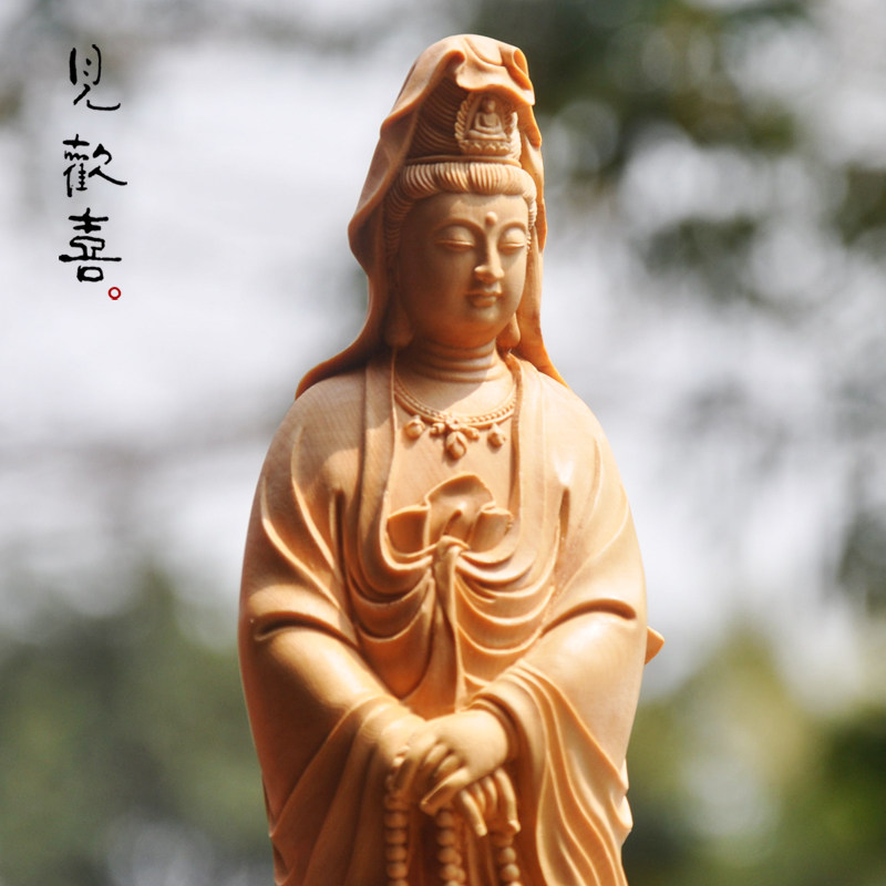 禅木匠小叶黄杨木崖柏木木雕莲花观音菩萨大日如来摆件佛像工艺品