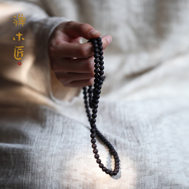 禅木匠黑檀木佛珠手链老料手串项链沉香小叶紫檀念珠108颗男女2.0