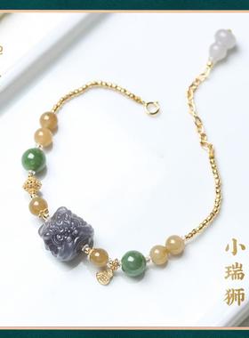 禅木匠小瑞狮和田玉手链