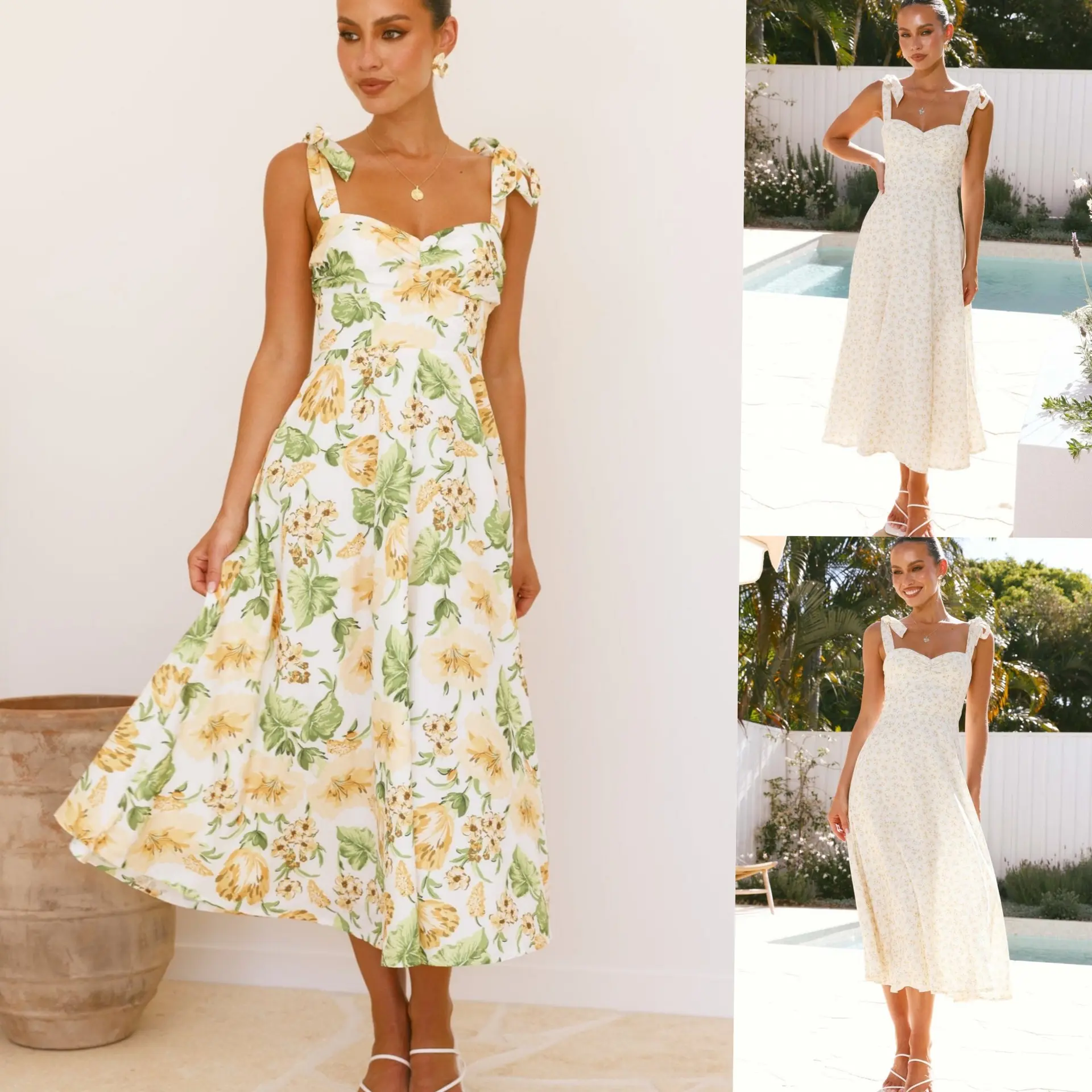 Dresses Printed Strappy Holiday Dresses