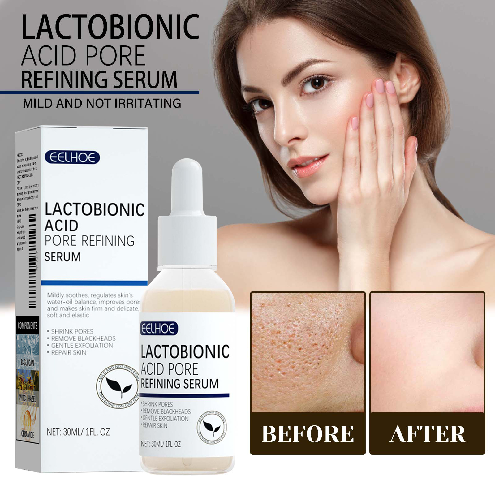 Lactobionic Acid Pore Shrinking Serum Skin Bouncing & Refini