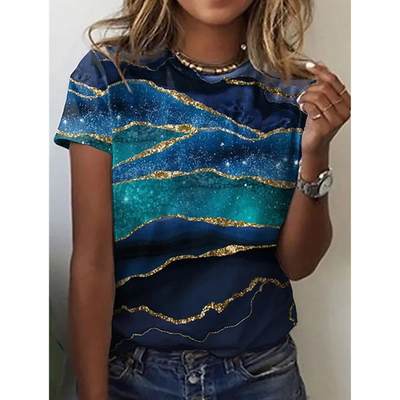 Printed casual round neck women