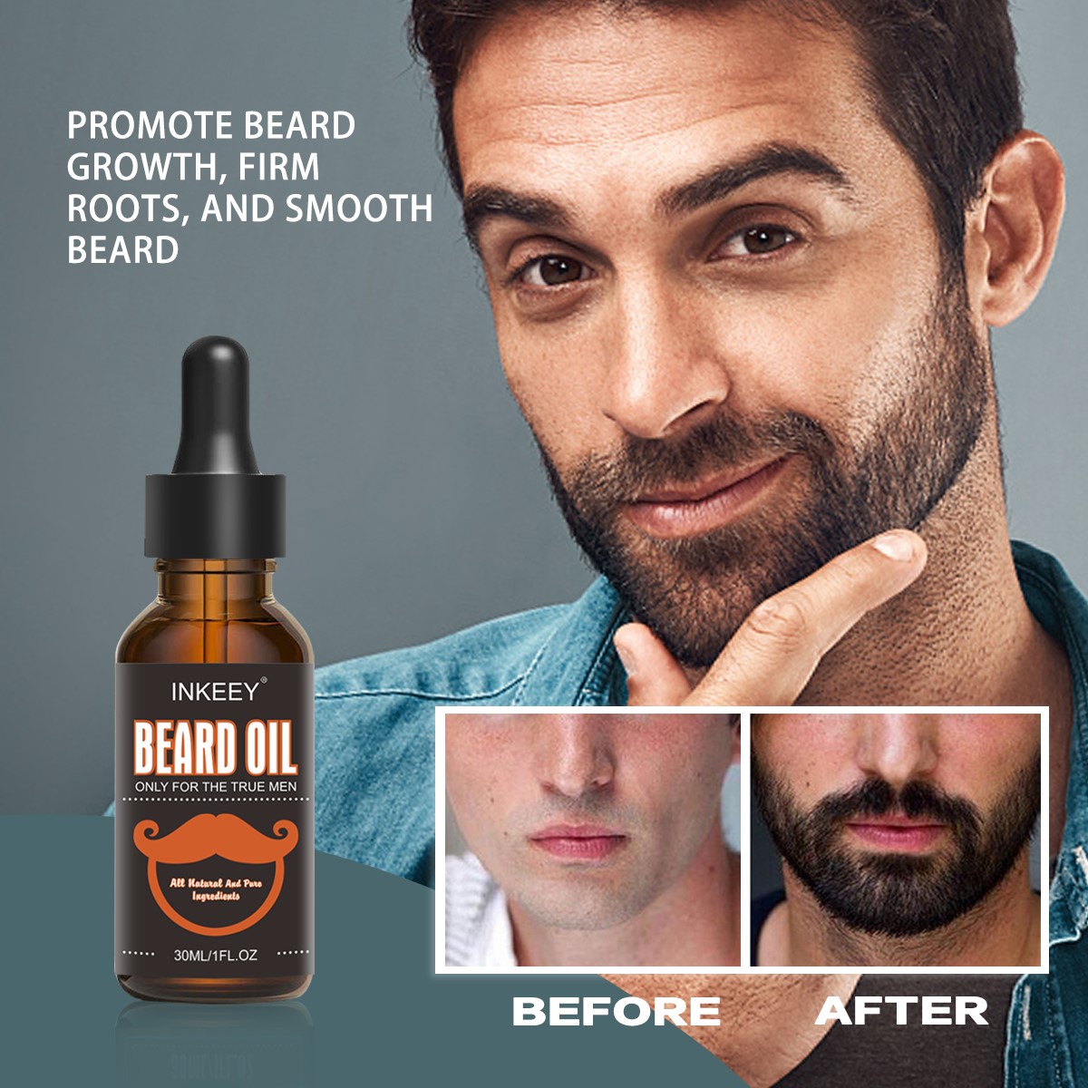 1pcs Men Fast Beard Growth Oil Natural Beard Growth Enhancer 彩妆/香水/美妆工具 化妆/美容工具 原图主图