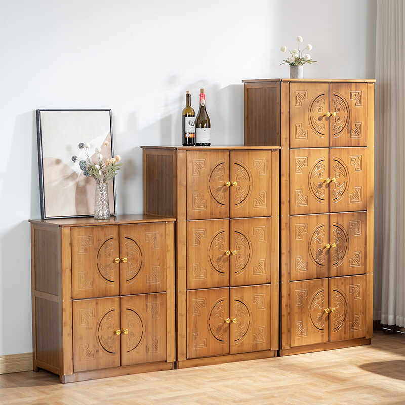 厨房置物架多层带门收纳柜多功能落地柜子客厅玩具架卧室衣服柜子