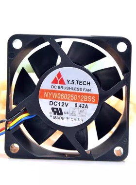 原装元山NYW06025012BSS 6025 12V 0.42A 四线 双滚珠散热风扇6cm