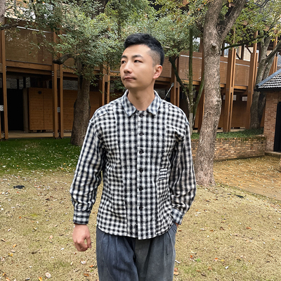 抱朴 原创设计 手工古布格子衬衫 可持续性穿衣无性别穿搭