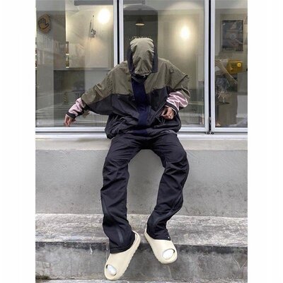 尼龙压胶拉链机能工装裤男