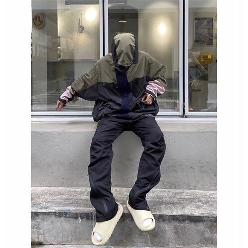尼龙压胶拉链机能工装裤男