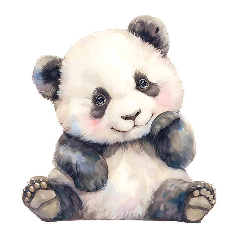 热转印彩色熊猫可爱图案烫画贴