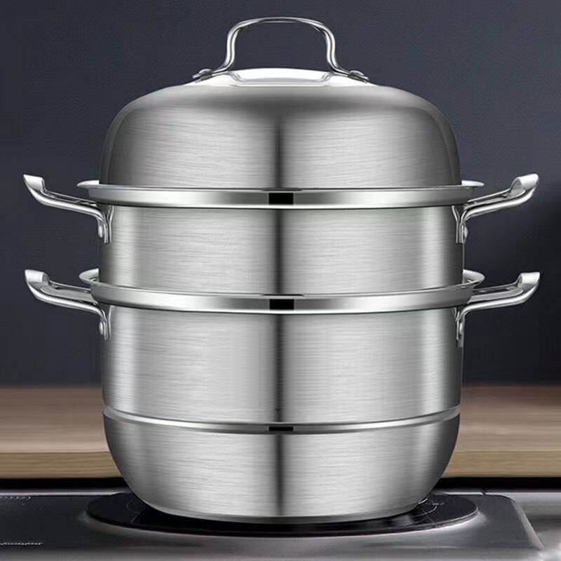新疆西藏包邮西藏包邮蒸锅304食品级不锈钢双层三层加厚燃气电磁