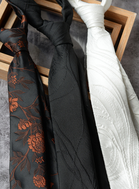 立体工艺手打领带黑色复古百搭奢华高级感西装衬衫女男文艺年轻潮