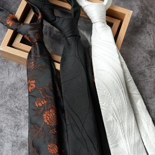 立体工艺手打领带黑色复古百搭奢华高级感西装 女男文艺年轻潮 衬衫