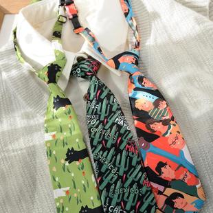 时尚卡通图案免打小领带jk百搭青年搭配衬衫男女学生青春院风文艺