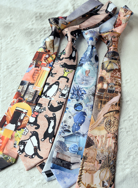 休闲领带女趣味复古小众轻奢花纹高级感手打制服衬衫男帅气英伦风