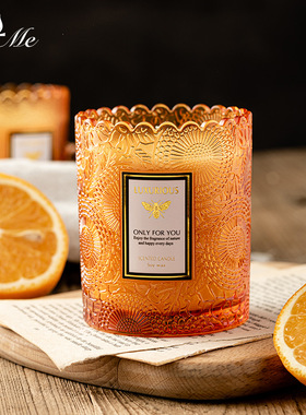 byme蕾丝边浮雕大豆蜡香薰蜡烛室内卧室创意香氛蜡烛小众无烟蜡烛