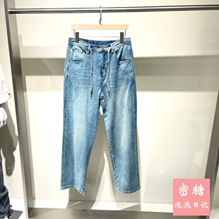 1RL13329294 GRSAGA男装2026年夏季新款系带直筒牛仔裤复古水洗潮