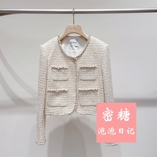 MWGC40506 摩萨克女装2026年春季新款小香风修身纽扣粗花呢外套潮