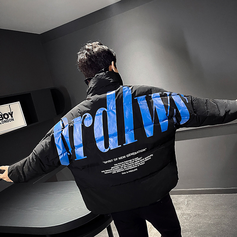 社会小伙立领休闲男生棉服字母印花帅气百搭棉衣男C203-1057-P118，男装棉衣，电商C208