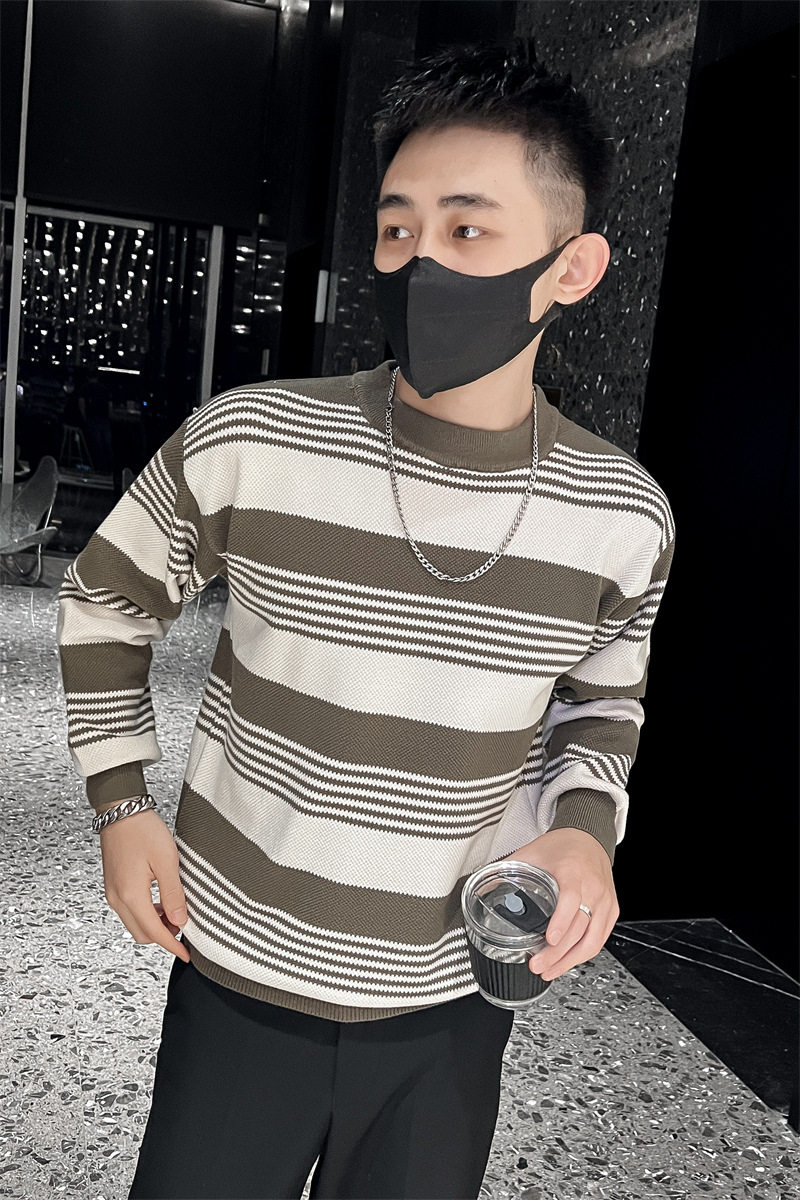 精神小伙秋冬男士条纹针织衫时尚潮流帅气套头毛衣C203-8845-P68,男装针织衫/毛衣,电商C208